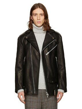 CMMN SWDN Black Oversized Biker Jacket